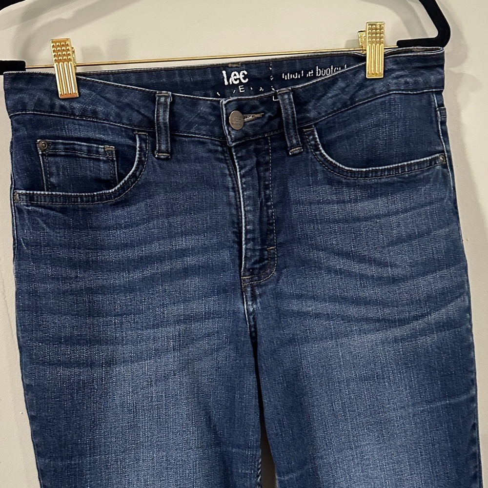 Vintage y2k Lee Women's Straight Leg Jeans bootcut - Dark Blue size 10 - Picture 3 of 11
